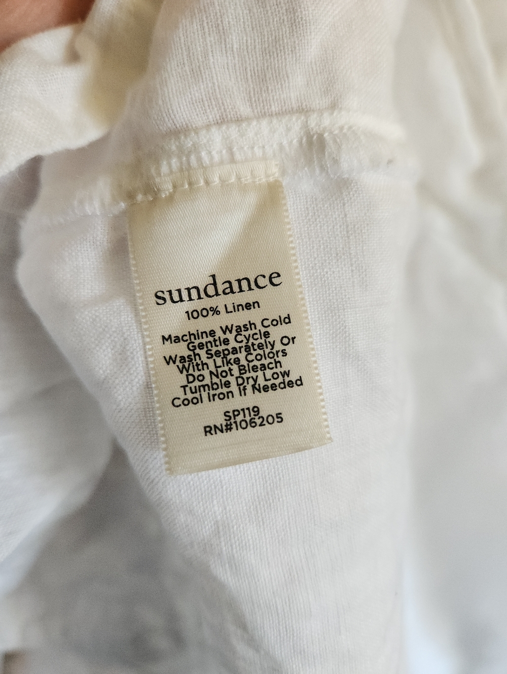 Sundance Linen White Button-Up Pintuck Top Long Sleeve Medium M - Picture 7 of 7